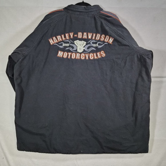 Harley Davidson Black Button Up Heavy Motorcycle Jacket Men's 3XL - Picture 3 of 12